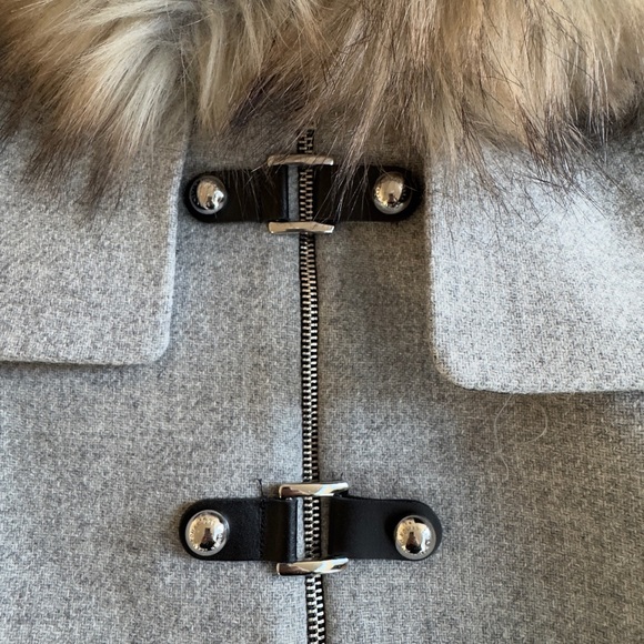 Zara Women's Gray Fur-Trimmed Wool Blend Coat Size Small - Picture 4 of 8